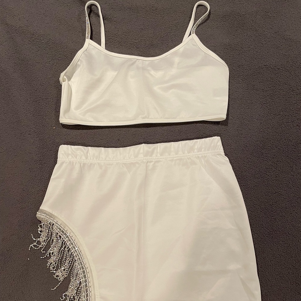 Brand new SHEIN white crop skirt set